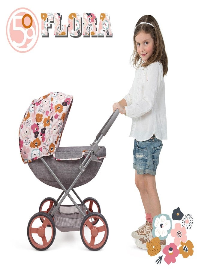 509 Crew: Melange Flora - Deluxe Doll Pram - Matching Shoulder Bag, Toy Accessory for Dolls Up to 18", Foldable Design, Removable Bassinet, Kid Age 3+ - Image 5